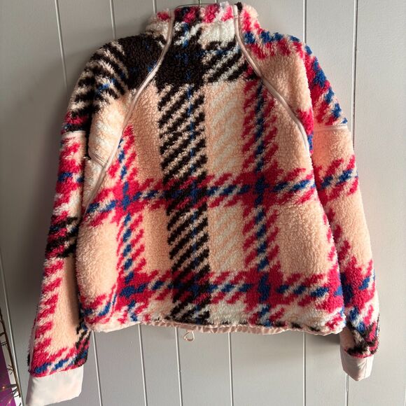 SO Cozy Plaid Sherpa Fleece Pullover Size L – Warm Winter Half Zip Jacket #V - Picture 3 of 10